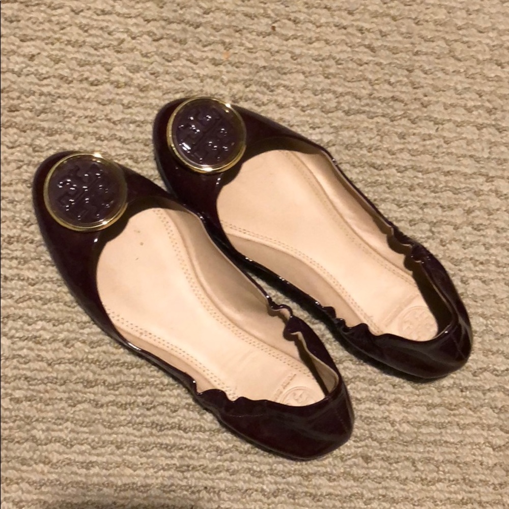 Burgundy Tory Burch Flats LIKE NEW